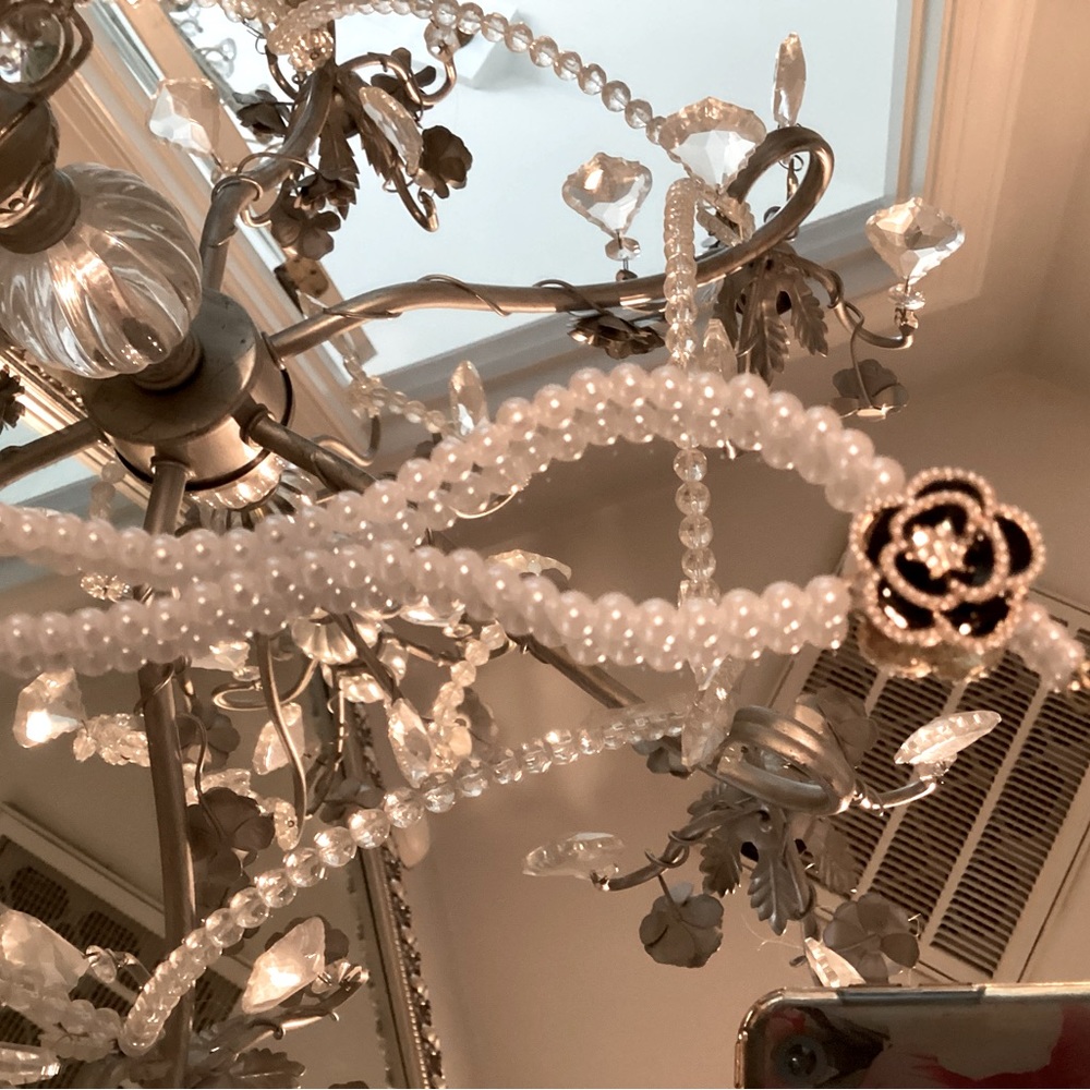 - Beautiful Camilla flower on Pearl necklace